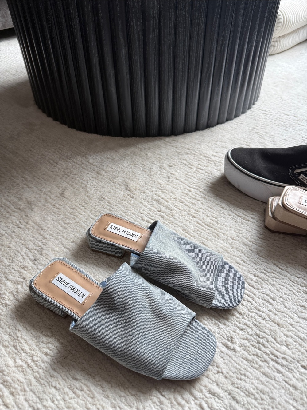 Steve Madden Denim Fabric slides